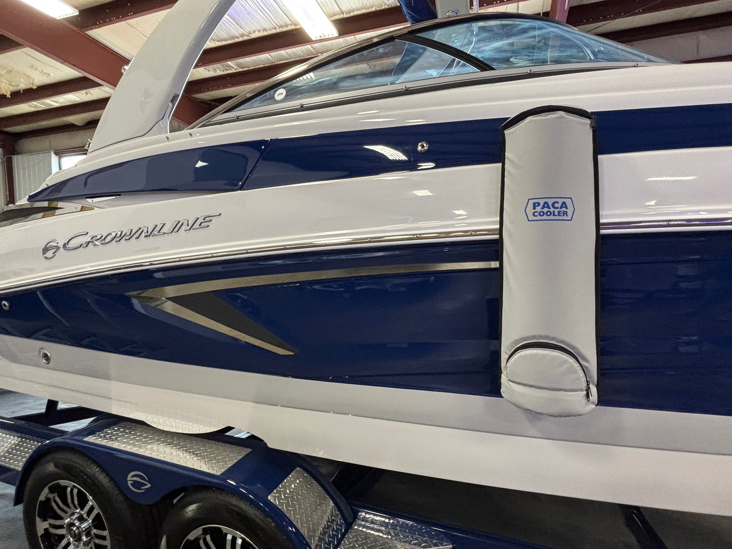 Best cooler for sandbars and hanging out in the water. Crownline with a Paca Cooler attached to its cleat.
