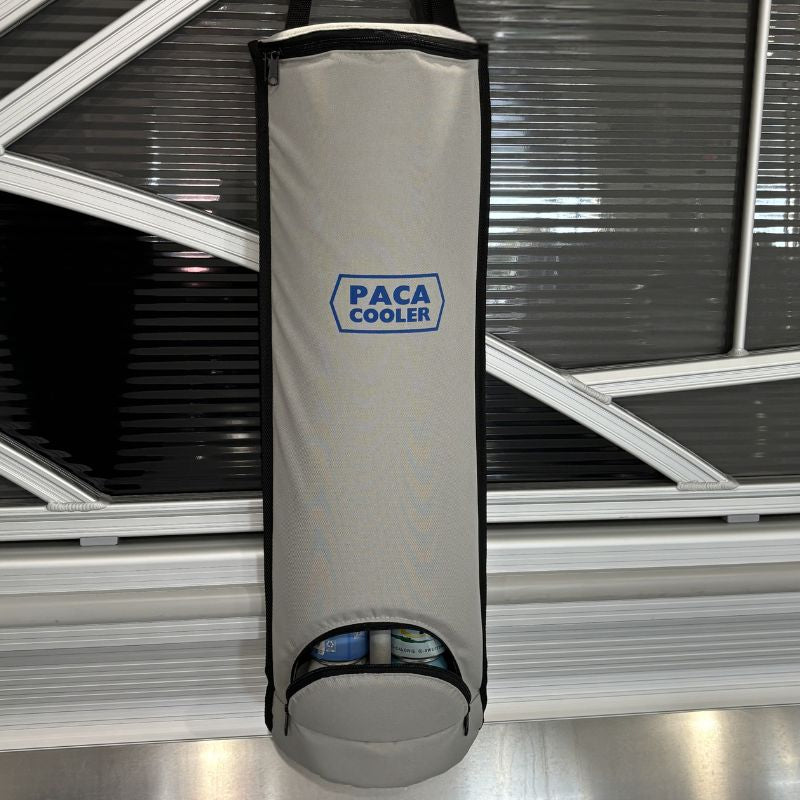 The Paca Cooler is a must have for pontooners. With its adjustable strap with a clip buckle, it can hang on boat railings, brackets, cleats, poles, etc. making it the perfect choice for boaters who enjoy time floating or at a sandbar with family and friends. Side mounted hanging cooler for pontoon boats, and motor boats.